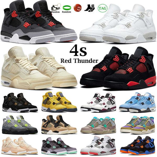 

men women basketball shoes jumpman 4s red thunder 4 fire cactus jack university blue white oreo black cat bred infrared mens trainers sports