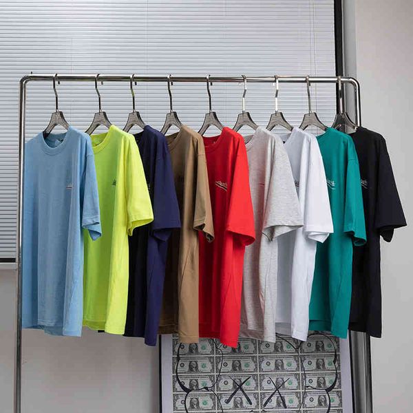 

7l9r 2022 correct version tide brand b paris letter cola wave short sleeve men's and women's lovers' t-shirt, White;black