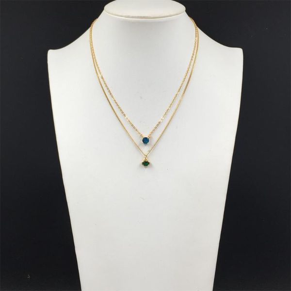 Подвесные ожерелья роскошные 18 -километровые золотые голубые голубое зеленое цени Циркониея Слоистое колье для женских вечеринок