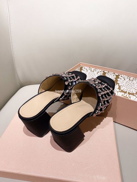 

slippers half slipper sandals women's leather flat heel with french style, Black