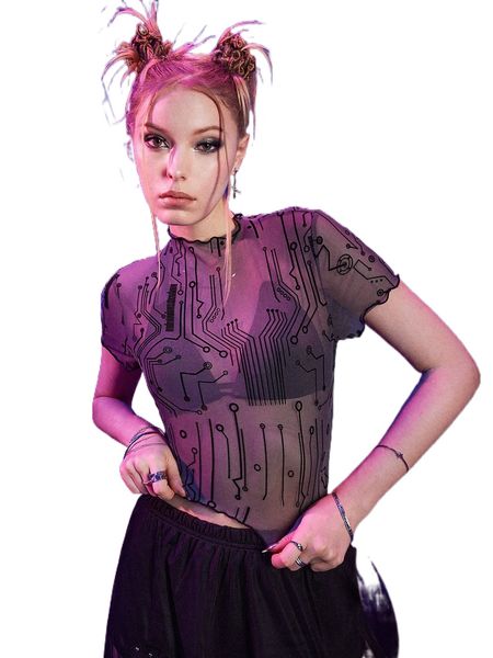 

romwe cyber luvr allover print mesh z1pi#, White