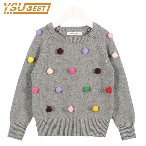 Moda ragazzi maglioni bella neonate ragazzo maglione infantile 100% cotone manica lunga cappotto palla design bambini pullover maglione LJ201128