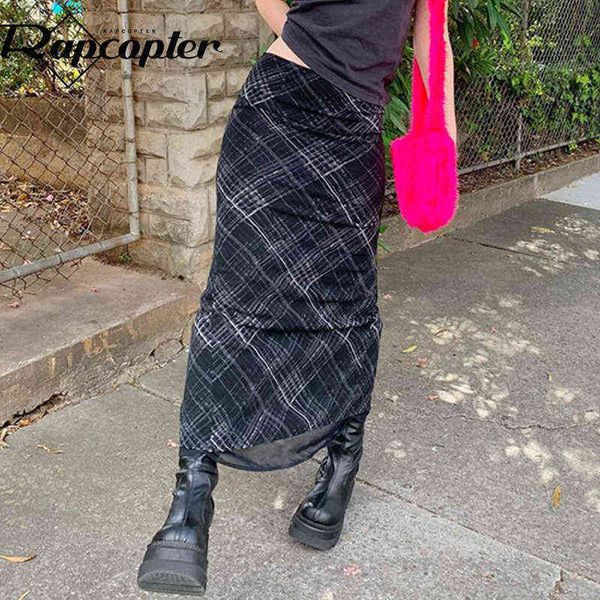 

women's skirt rapcopter striped long skirts retro y2k straight high waisted summer women sweet cute party grunge trendy 220322, Black
