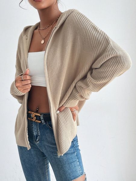 

zip up hooded solid cardigan y29d#, White;black