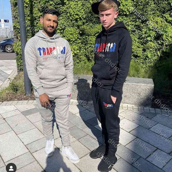 

hoodie trapstar activewear luxury designer design embroidered letters men's jacket set loose versatile 1 to 1 pullover, Gray