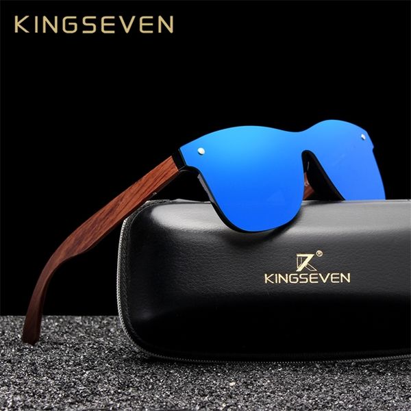 

kingseven natural wooden sunglasses men polarized fashion sun glasses original wood de sol masculino 220507, White;black