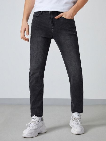 

men solid straight leg jeans m1wg#, Blue