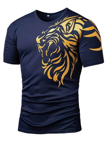 

men abstract animal print tee 979k#, White;black