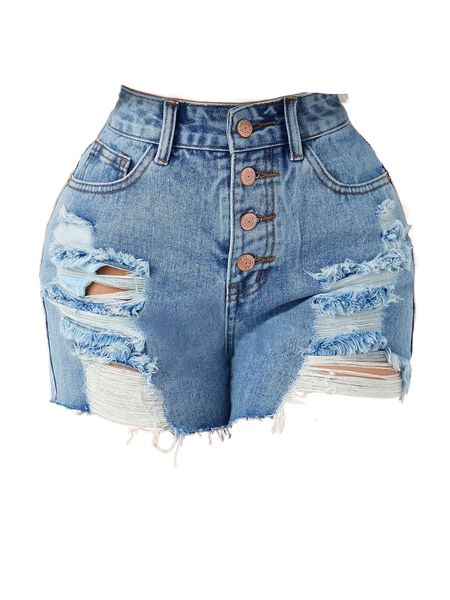 

petite ripped raw hem button fly denim shorts p0pa#, White;black