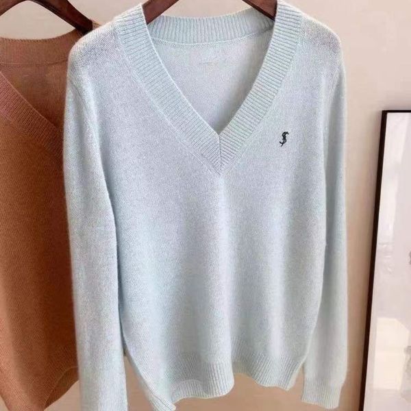 

y designer autumn and winter new korean style sweater women's v-neck embroidered letter l pullover loose fashion letter bottoming sweat, White;black