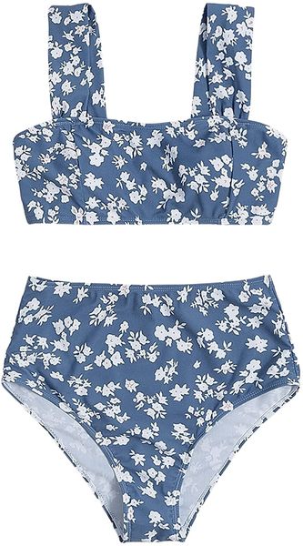 

women's 2 pieces solid scoop neck bikini swimsuit w808#, White;black