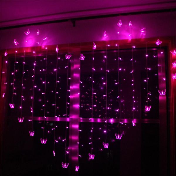 Dizeler romantik kalp şekli 2m x1.4m aşk LED ip hafif beyaz/mor/pembe Noel peri ışıkları parti/pencere/düğün