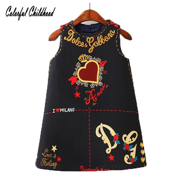 

baby girls dresses sleeveless o-neck toddler dress lovely heart through the heart design embroidery children clothes baby jurk y19225f, Red;yellow