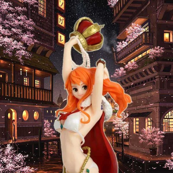 

huiya01 2021 new 26 cm one piece anime series hand-made model nami bikini standing pvc doll model doll toy collection gift g0911
