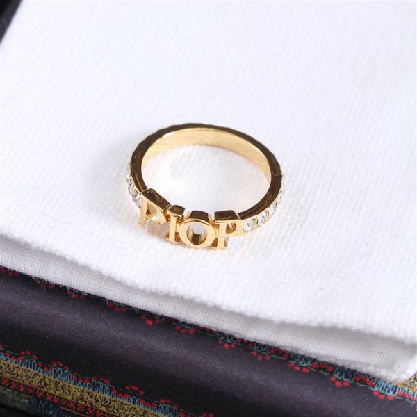 

fashion gold letter rings bague for lady women party wedding lovers gift engagement jewelry with box hb325236j, Silver