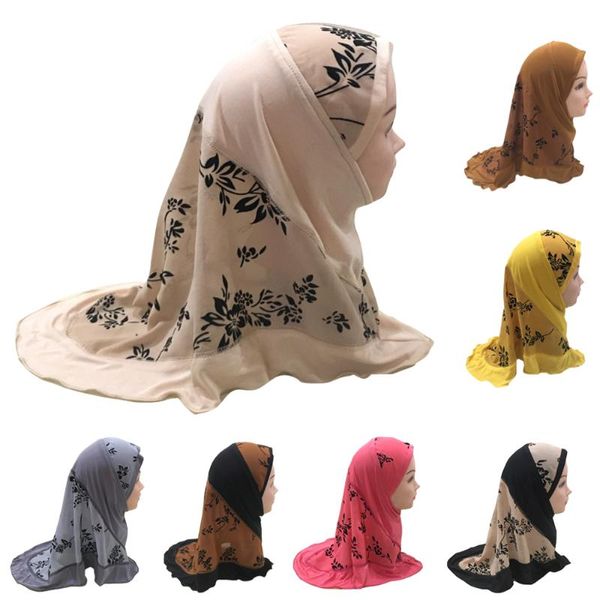Etnik Giyim Müslüman Çocuk Kızlar Hicab Hat Tek Parça Amira İslami Anlık Giymeye Hazır Başörtüsü Türban Kapaklar Scarf Şal Sardı Dua