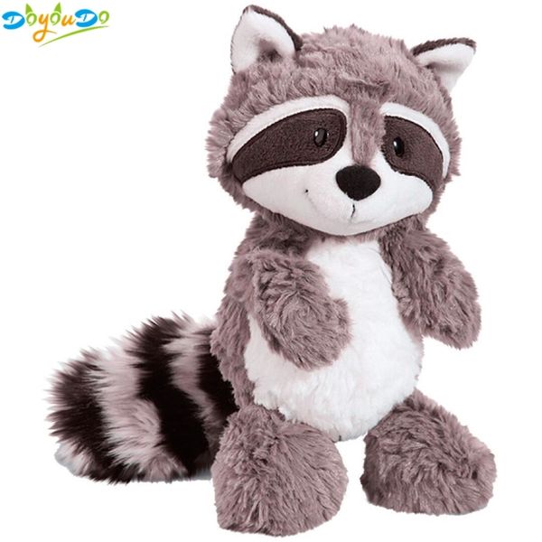 Grey Raccoon Plush Toy Lovely Raccoon Cute macio, travesseiro de boneca de pelúcia para meninas crianças garotos presentes de aniversário de bebê 25cm lj201126