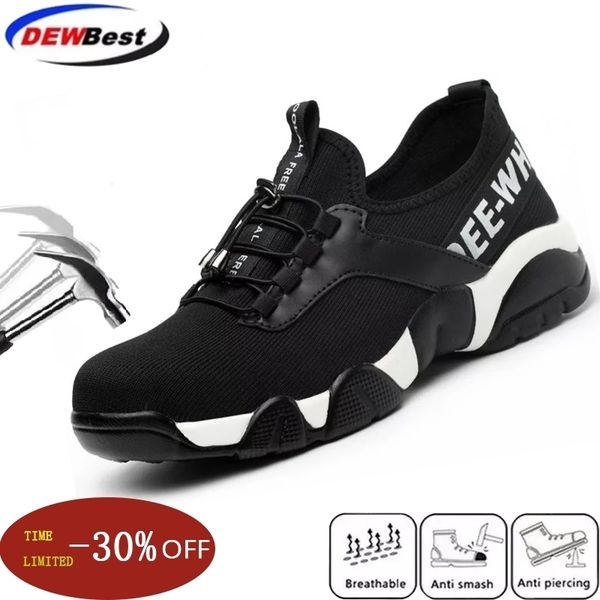 

men protective shoes breathable work safety shoes mens lightweight steel toe shoes antismashing piercing mesh casual sneakers 210315, Black;brown