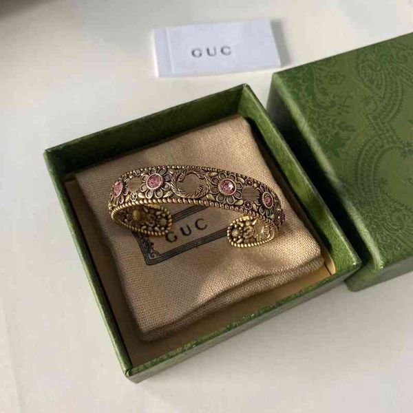 

the new 74% off family gujia new double letter rose pink rhinestone flower women's net red same bracelet4aao, Black