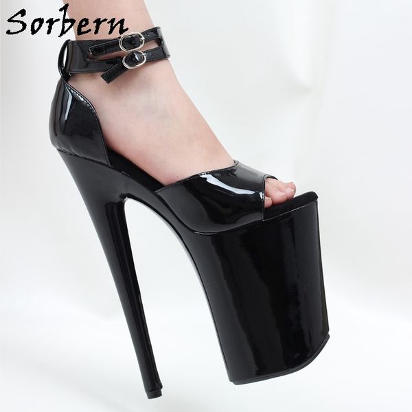 

sorbern 23cm black ankle cuff sandals exotic dancing platform extreme high heels