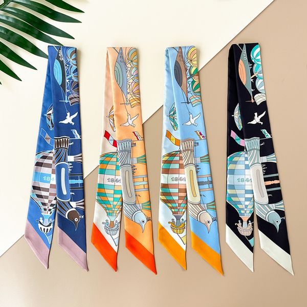 

Silk Hair Band Flying Sky Dream Twill Silk Scarf Arm Bag Ribbon Silk Small Ribbon Thin Narrow Double-Sided Wrapped Handle Ribbon H Home