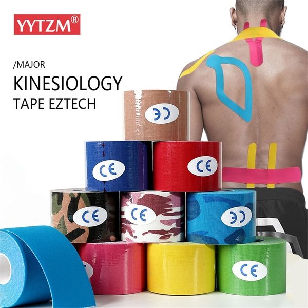 

football sports muscle tape kinesiology athletic tape cotton elasticity relieve knee muscle pain support for gym fitness bandage 220718, Black;gray