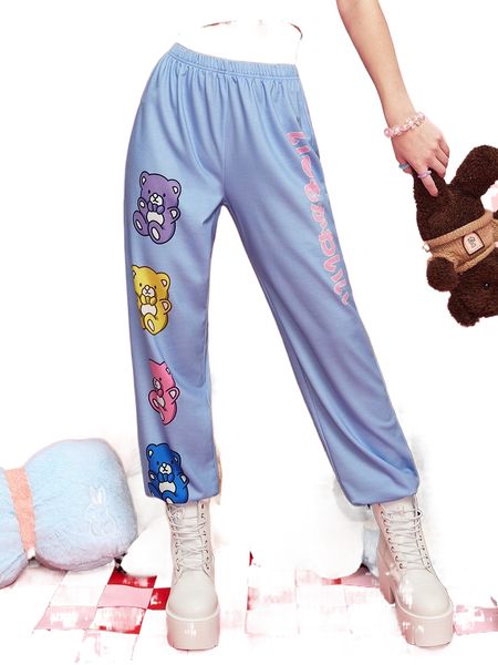 

romwe cartoon graphic sweatpants l1ji#, Black;white