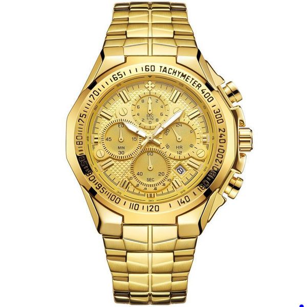 WWOOR High Quality Watch Seven Needle Man Motion Seção de aço traga quartzo no pulso impermeável relógio cronógrafo watches wholesales wristwatches w1