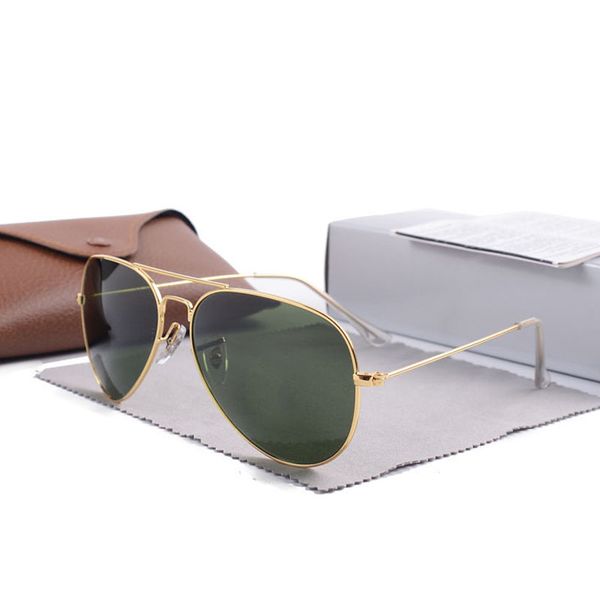 

2022 new luxury brand round women sunglasses glass lens metal frame 3025 3026 high-quality pilot uv400, White;black
