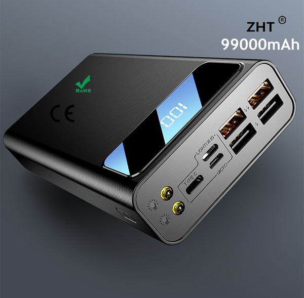 Bancos de energia do telefone celular novo 99000mah zht 10w 2a banco de potência portátil de carregamento poverbank bateria externa do telefone móvel