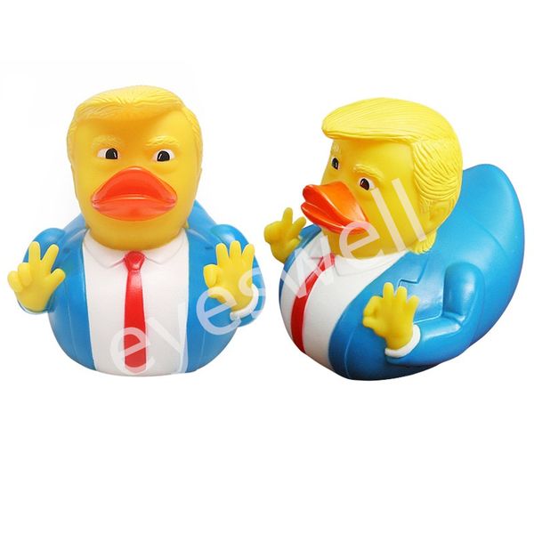 Partyzubehör PVC-Gummi-Trump-Ente Badespielzeug Kinderbadewanne Kreative schwimmende Enten mit BB-Geräuschen