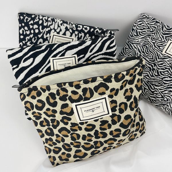 

fashion women cosmetic bag leopard large makeup case zebra pattern travel storage organizer clutch toiletry bags female pouch 220506