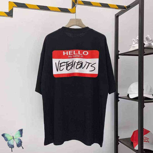 Mens Designer Camiseta Homens Camisetas Olá Meu Nome é T-shirt Assinatura Homens Mulheres Vetements Camiseta Designer Camisa