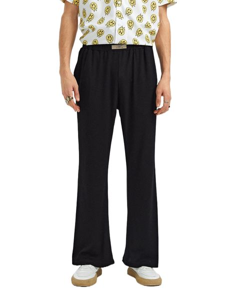 

men patched flare leg pants d5hy#, Black