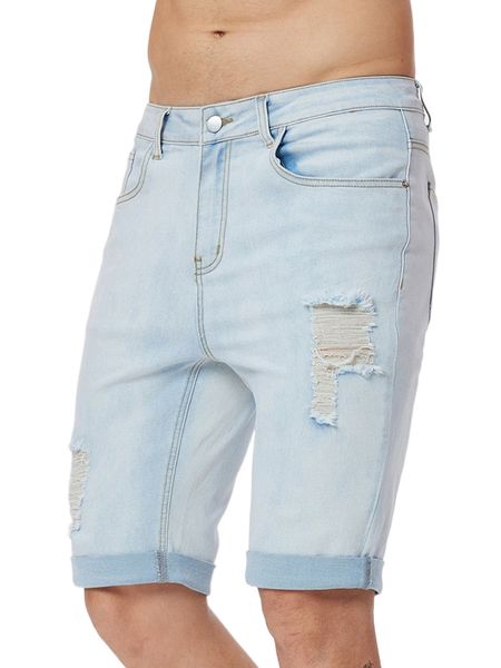 

men ripped roll hem denim shorts o5aj#, White;black