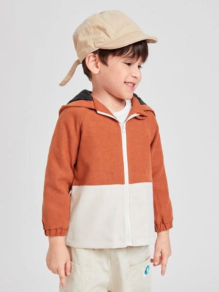 

toddler boys color block raglan sleeve hooded coat she, Blue;gray
