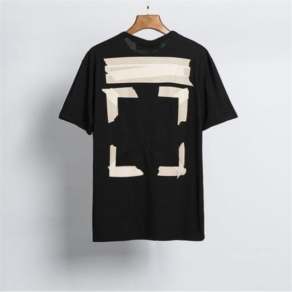 

offs fashion mens classic designer t shirts brand back adhesive strip arrow t-shirt luxury letter print casual loose clothing women couples, White;black
