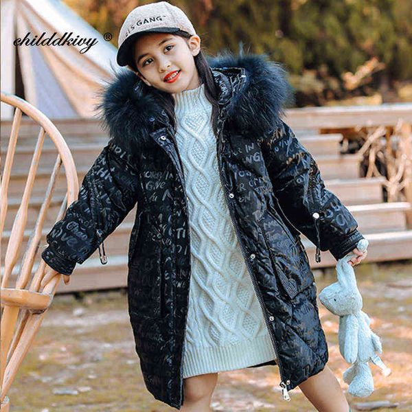 

girl winter jacket 2020 new children down jacket for girl warm real fur collar girl parka outerwear children clothes 10 12 year j220718, Blue;gray