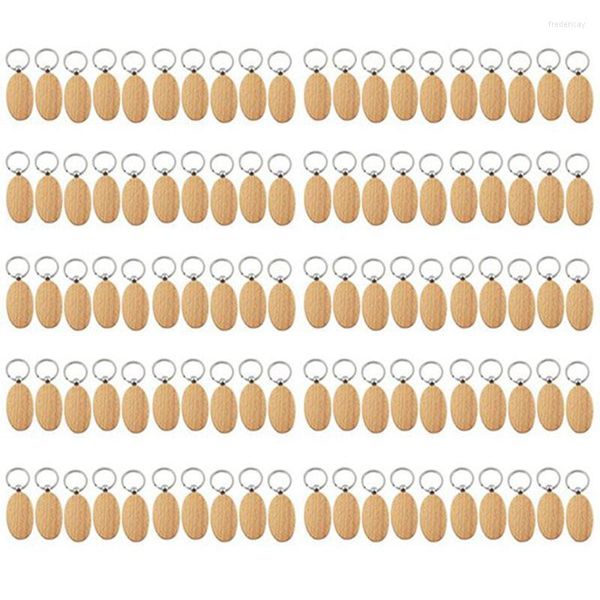 Portachiavi 100Pcs Blank Oval Ellisse Portachiavi in legno Promozione fai da te Portachiavi Ciondolo Portachiavi Tag Regali promozionali Fred22