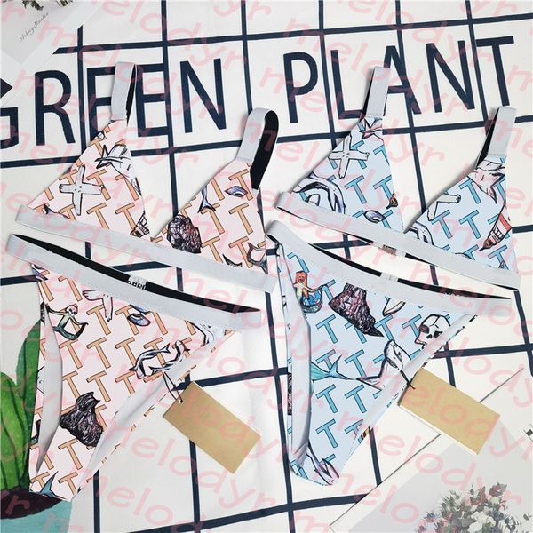 

sling bra bikini textile low waist thong bathing suit letter printed beach swimwear women adjustable swimsuit