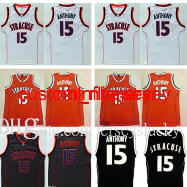 15 Camerlo Anthony Jersey College NCAA Männer Syracuse Orange Basketball-Trikots für Sportfans Stickerei Schwarz Weiß S-XXL