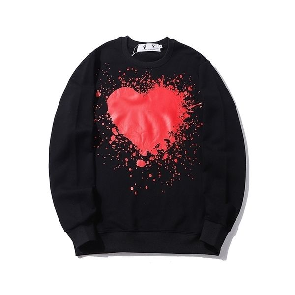 

leisure fleece heart design campus wind woman hoodies o neck m-xxl lj201130, Black