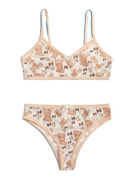 

romwe x beereckless cartoon bear lingerie set c4ts#, Black;red