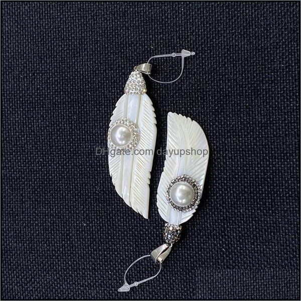 

charms classic leaf shape natural freshwater shell pendant set rhinestone charm womens necklace bracelet for diy jew dayupshop dhuzj, Bronze;silver