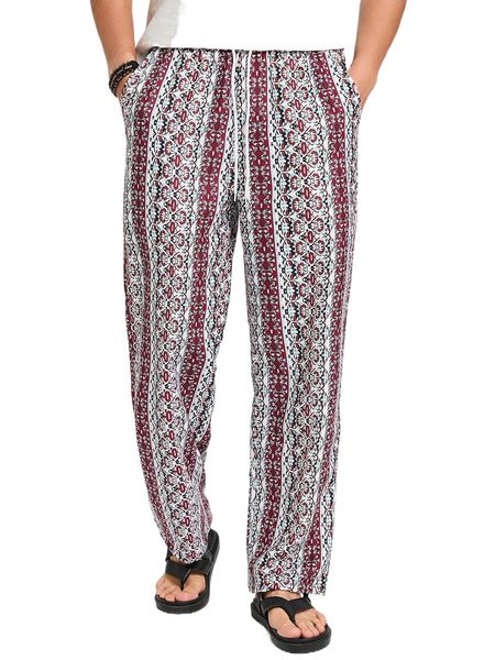

men geo print pants k5hd#, Black