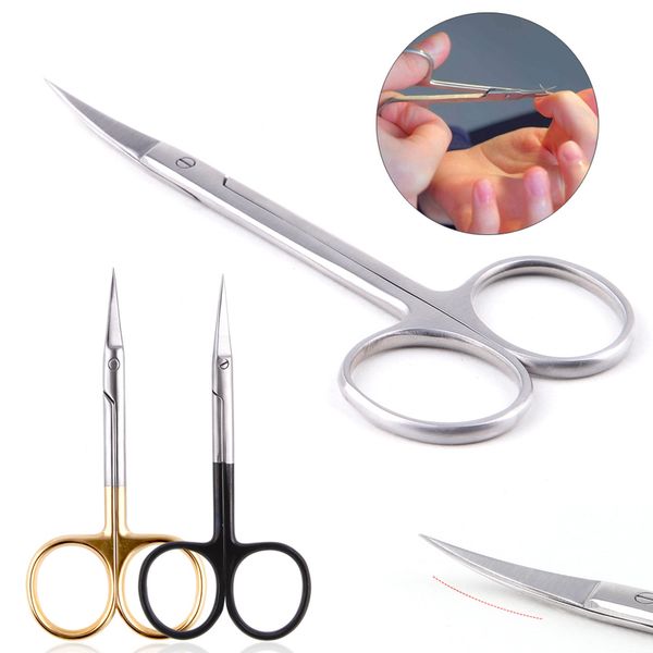 

russian manicure scissors cuticle regrowth cut curved tip nail pedicure scissors professional stainless steel dead skin remover, Silver