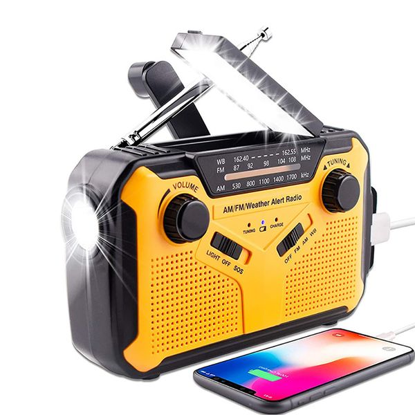 

emergency radio 2500mah-solar portable crank am/fm/noaa time receiver with flashlight and mobile phone charging reading lamp