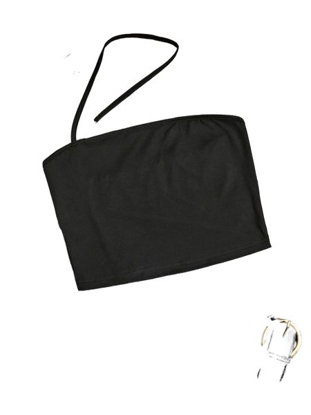 

choker neck solid crop m9xd#, White