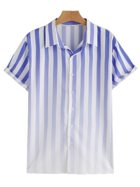 

men ombre striped print shirt 99q9#, White;black