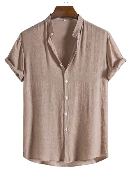 

men mock neck button up shirt k6x8#, White;black